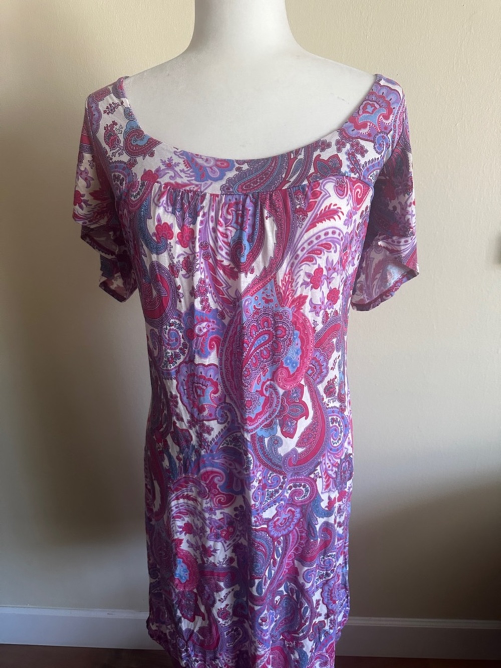 Warehouse Pink and Purple Paisley Scoop Neck Tunic Dress